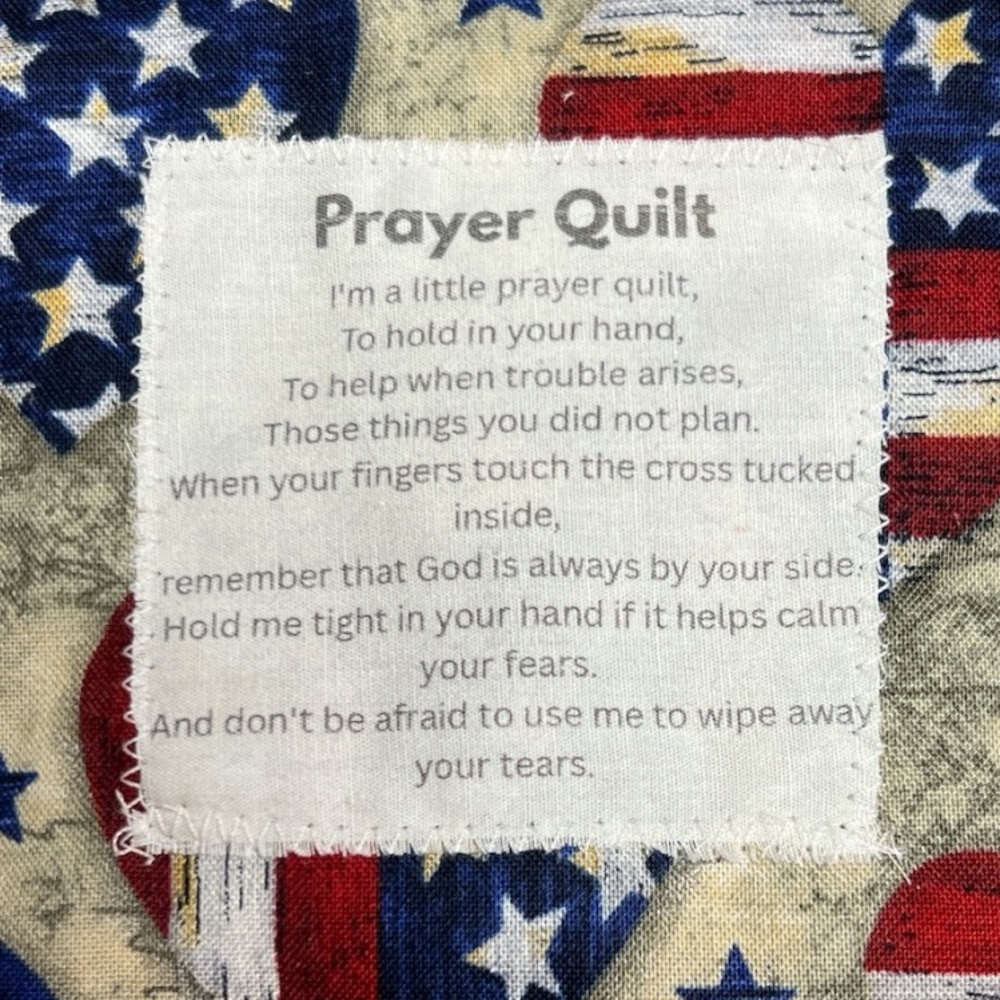 Hand Crafted Prayer Quilt Set of 2 with Uplifting Prayer and Wooden Cross Inside - Picture 15 of 15